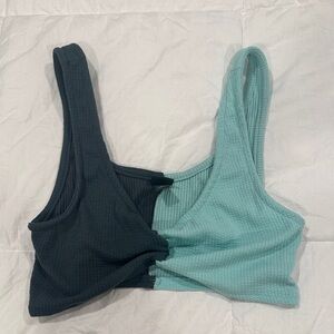 Wild Fable Black and Teal Ribbed Top